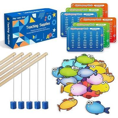 40 Pcs Magnetic Fishing Game Dry Erase Flash Cards Sight Word Games Phonics Games Montessori Learning Materials Classroom Must Haves