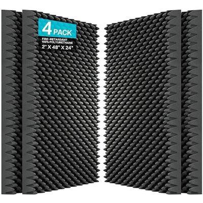 JBER 4 Pack Egg Crate Acoustic Foam Panels, Large Sound Proof Foam Panels | 48" X 24" X 2", Black, NRC>0.9, High Density, Fire Resistant, Quick Rebound, Sound Insulation, Durable, for Studios/Gamers