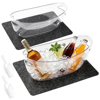 Kochorie 2 Pack Ice Buckets for Parties 5.5L Large Clear Acrylic Beverage Tubs with 2 Scoops 2 Felt Mats, Champagne Buckets Tub for Beer Drinks Mimosa Cocktail Bar Supplies Outdoor Events