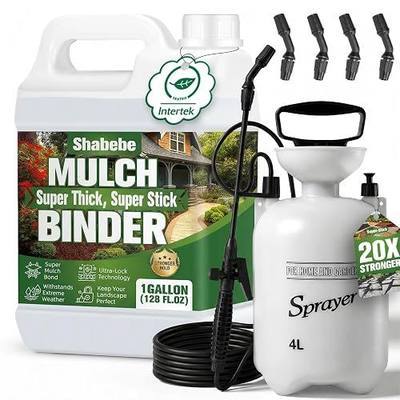 Mulch Binder for Landscaping with Pump Sprayer, 1 Gallon Concentrated Gravel Binder, Landscape Adhesive for Mulch, Pea Gravel, Pebbles & Pine Straw, Covers 2X More Area