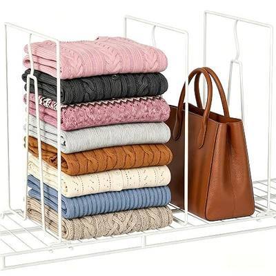 Wire Shelf Dividers for Closet: Clothes, Purse, Sweater Organizer, Vertical White Metal Rack Separators for Pantry, Bedroom, Kitchen Organization on Shelving (12" D x 16" H, 6 Pack)