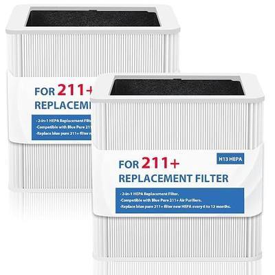 2Pack 211+ Replacement Filter Compatible with Blue Pure 211+ Air Cleaner Purifier, 2 Stage Filtration System of H13 True Filter and Activated Carbon Filter