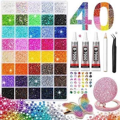 40000Pcs 40 Colors Jelly Rhinestones for Bedazzling, 3mm Resin Gems | with 3 Pcs B7000 Glue, Bedazzler Kit for Nail Art, Crafts, Clothing, Shoes, Tumblers, Phone Cases & DIY Diamond Art