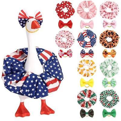 10 Sets Cute Desk Goose Holiday Outfits 7 Inch Mini Desk Goose Clothes Headwear Dress Clothes with Bow Ties Funny Duck Accessories for 4th of July Christmas Daily