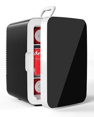 Electactic 10L Compact Mini Fridge, Portable Small Refrigerator, Small Cosmetics Cooler, 2.6 Gal Mini Fridge with AC/DC Adapters for Beverage, Food, Makeup, Bedroom, Office, Dorm, Classic Black