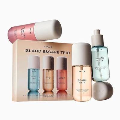 PHLUR Island Escape Body Mist Set, 3oz Each - Hair and Body Perfume | Gift Set Includes Beach Skin, Island Swim and Paradise Nectar Body Spray