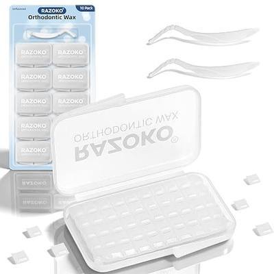 RAZOKO Orthodontic Wax for Braces,500-Count Pre-Sectioned Dental Wax Square | Strong Adhesion Food Grade Comfort Protection for Kids & Adults,with Portable Travel Case,Unscented