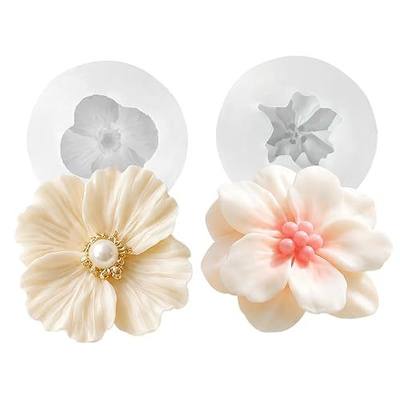 2 Pack 3D Flower Silicone Candle Molds Camellia Poppy for Soap Resin Crafts | Food-grade silicone,non-stick & easy release Ideal for soap,aromatherapy,gypsum,polymer clay,fondant,epoxy resin crafts