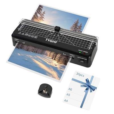 Laminator Machine with 30 Laminating Sheets (A4/A5/A6), 4-in-1 Thermal and Cold Lamination Machine with Built-in Paper Trimmer and Angle Scale, 2-Min Warm-up Laminator for Home Office Black
