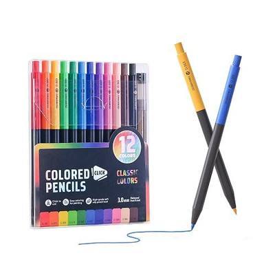 12 Color Mechanical Colored Pencils 3.0mm Lead,1 Sharpener Included, Stylish Barrel Design for Drawing, Sketching, Journaling Coloring Books,Classic Colors