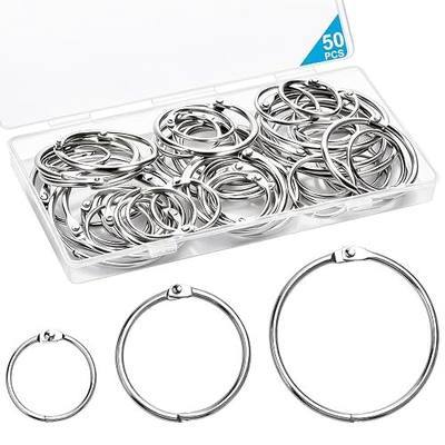 50 Pcs Binder Rings 3 Sizes 1in 1.5in 2in Book Rings for Index Cards Keychains, Metal Binder Rings for School, Home, or Office, Silver Cbfoeyk