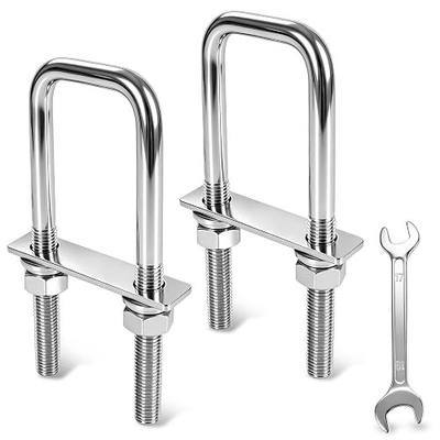 2 Sets M12 U Bolts 2-1/16" Wide, Stainless Steel Square U-Bolts 2-1/16"W x 6-1/2"L for Trailer Axle, Truck Bed & Boat Frame Emergency Repair