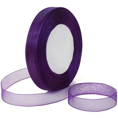 Purple Ribbon for Gift Wrapping-1/2 in 50Yard Organza Sheer Ribbon | for Flower Bouquet Bridal Wedding Party Decoration, Holiday Gift Wrap Ribbons for Halloween, Christmas, Valentines Day