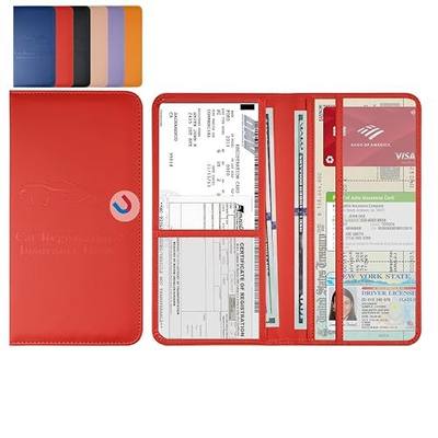 Car Registration and Insurance Card Holder - Car Glove Box Document Holder Organizer with Magnetic Closure, 6 Compartments Car Paper License Organizer Holder New Car Gifts for Teen Girls Female (Red)