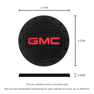 Black Silicone Car Coasters for GMC Sierra Denali Canyon Terrain Yukon Series Non-Slip Car Cup Holder Coasters,Car Interior Accessory for Car Cup Holder 2Pcs 2.75 Inch