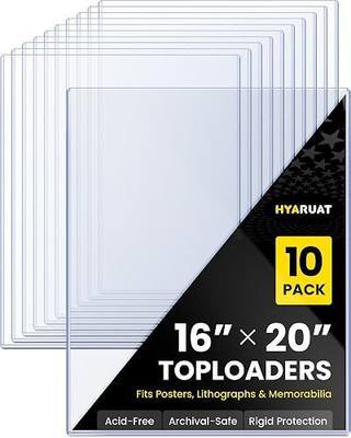 16x20 Toploader Poster Sleeves, 10 Pack Plastic Poster Sleeves 47PT | 15 Mil Rigid PVC Plastic Poster Protectors for Art Prints, Photos, Documents, Display & Storage, Blue Tint & Protective Film