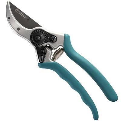 O'Shine Premium Bypass Pruning Shears - Non-Stick PTFE Coated Professional Garden Shears for Gardening, Heavy Duty Forged Aluminum Hand Pruners with Textured Anti-Slip Grip & Dual-Mode 1" Capacity