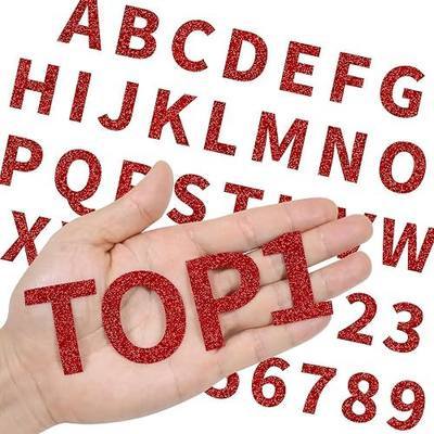 108 Pieces Iron On Letters for Clothing, 3 Sets Red Glitter Small Heat Transfer Vinyl Letter with A-Z Iron on Numbers 0-9 Alphabet for Fabric Shirts, Jerseys, Bags Designs DIY Crafts