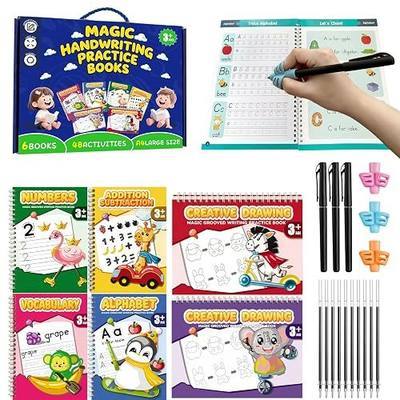 Magic Grooved Writing Practice Books, Reusable Handwriting Practice for Preschool Kids Ages 3-8, Large Tracing Workbooks for Kids 3-6
