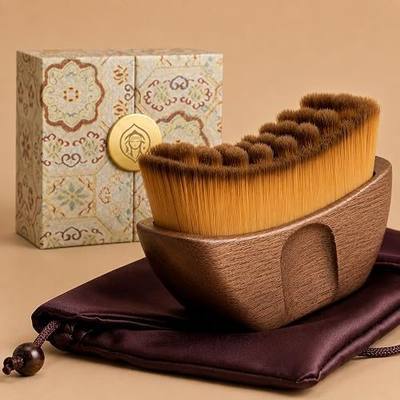 Lymphatic Contour Face Brush for Drainage - Wooden Handle, Soft Bristles for Dry Brushing, Vintage Double-Opening Gift Box, Ideal Gift for Mom, Girlfriend & Loved Ones