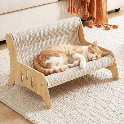 Sisal Cat Scratcher Sofa, Durable Frame Cat Couch Scratcher for Indoor Cats, Mess-Free No Shedding Cat Scratcher Bed, Multi-Functional Lounge for Scratching & Playing, Easy Assembly Furniture