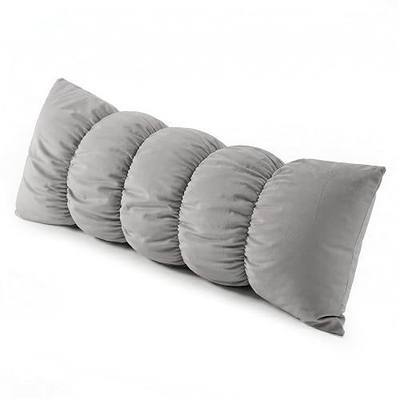 Pat. Pend. Long Bed Pillow for Adults and Side Sleepers with Segmented Design and Soft Velvet Washable Pillowcase (Zinc Gray, 39" x 15.7")