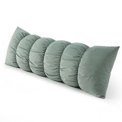 Pat. Pend. Side Sleeper Body Pillow, Long Bed Pillow with Segmented Design and Soft Velvet Washable Pillowcase for Side Sleeping (Green, 47" x 15.7")