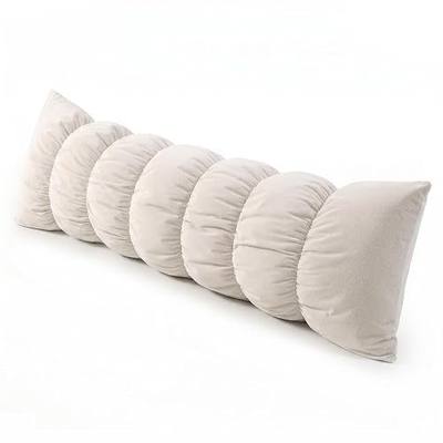 Pat. Pend. Full Body Pillow for Adults, Segmented Long Bed Pillow for Side Sleepers with Soft Velvet Washable Pillowcase (Misty White, 59" x 15.7")