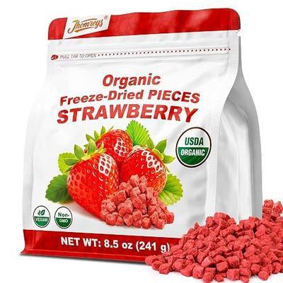 Organic Freeze Dried Strawberries Pieces, Dehydrated Fruit & Dry Berries | For Breakfast Cereal Dessert Salad Yogurt Baking Decoration Portable No Sugar Added Fruit, Non GMO Gluten Free Vegan 8.5 oz