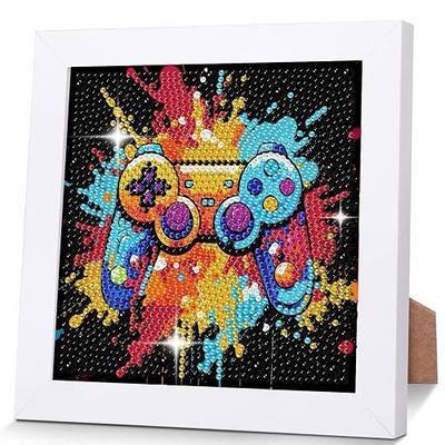 bleihum Game Diamond Art Painting Kits for Kids with Frame, Small Diamond Art for Kids Ages 8-12, Controller Kid Gem Kits with Beautiful Package Gift Boys Decor (7x7inch)
