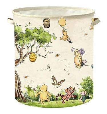 Classic Winnie Nursery Hampers Baby Clothing Hamper Toys Bin 50 x 40 Inch Large Laundry Basket Waterproof Collapsible Canvas Storage Baskets, Neutral Bedroom Decor Supplies