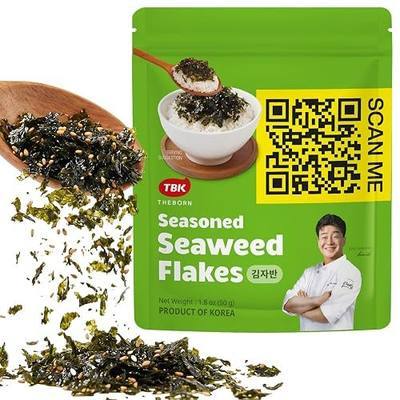 TBK THEBORN Seasoned Seaweed Flakes, Rice Topping, Korean Furikake 50g | Crunchy seasoned seaweed topping with rich umami flavor for rice, bibimbap, noodles, fried rice and rice balls