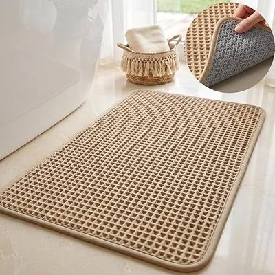 Furicher Upgraded Non Slip Waffle Bath Mat, Super Absorbent Bathroom Rugs, 20x30 inch Boho Decor Kitchen Rug, Soft & Machine Washable Bathroom Floor Mat for Tub, Sink, Vanity, Entryway (Brown)
