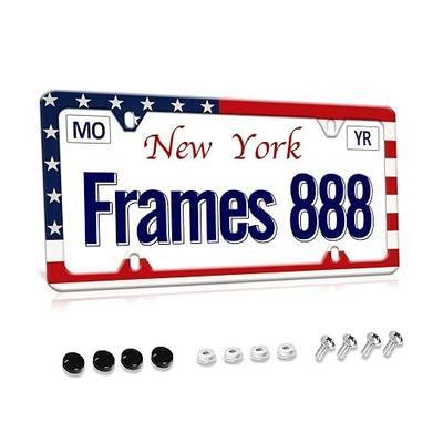 Car License Plate Frames American Flag Patriotic USA License Plate Holder | Car Plate Frame for Men Women Stainless Steel 1 Pack 4 Holes