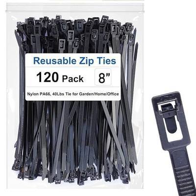 120PCS Releasable Zip Ties, 8 Inch Heavy Duty Industrial Cable Ties, Removable Wire Ties for Outdoor Patio Home Office