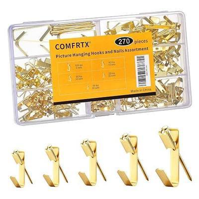 270Pcs Picture Hanging Hooks with Nails Kit, Heavy Duty Picture Hangers Hardware for Drywall Plaster Wood Wall Art - Assorted Hooks for Frames Mirrors Paintings Canvas Home Office, 10-100 lbs