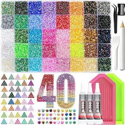 50000Pcs Resin Jelly Rhinestones for Bedazzling kit, 3mm Bedazzler Kits | 40Color Rhinestones with 3Pcs 10ml B7000 Jewelry Glue, Multicolor Flat Back gems for Book DIY Diamonds Art Accessories
