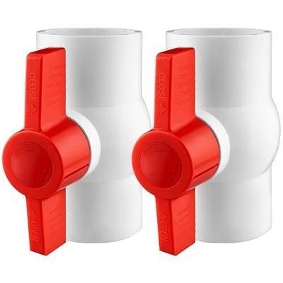 2Pcs 2" PVC Ball Valve, SCH40 Slip Shut-Off Ball Valves Socket with Easy Turn T-Handle, Leak-proof PVC Water Pipe Valve for Swimming Pool, Sprinkler Lines, Outdoor Plumbing & Irrigation System