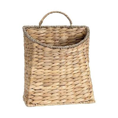 Woven Hanging Basket,Wicker Hanging Wall Baskets Decor,Natural Water Hyacinth Front Door Basket, Handmade Storage Basket for Garden Farmhouse Home Decorations