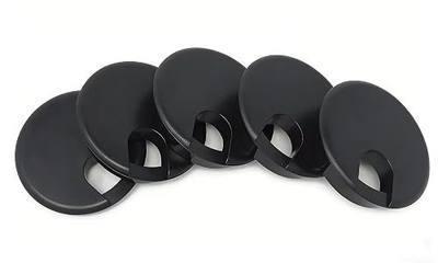 Desk Grommet w/Cover, Black Plastic, 5 Pack, 2.5 Inch Hole | Cable Management