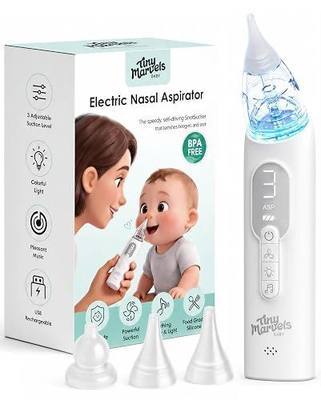 Nasal Aspirator for Baby, Nose Sucker with 3 Suction Level, Music Light | 3 suction modes, 3 BPA-free silicone tips, low 35dB noise, lights and lullabies, detachable design, USB charging