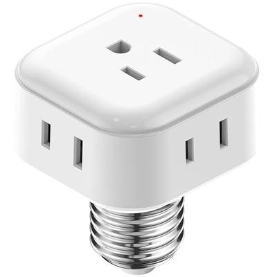 Onite Light Socket Outlet Adapter, 1000W E26/E27 Bulb Socket to 3 Prong & 2 Prong Plug Outlet Converter Indoor/Outdoor (White, 1)