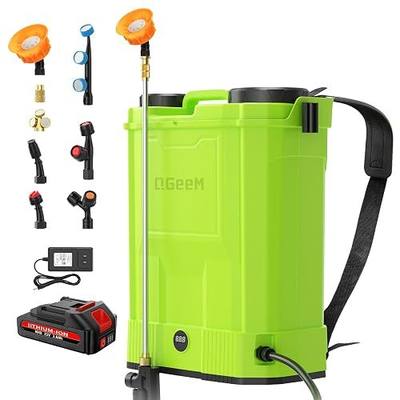 QGeeM 5.3Gal/20L Battery Powered Backpack Sprayer, 21V 2.6Ah Electric Sprayer with 100 PSI, 8 Nozzles & Telescopic Wand for Yard, Garden, Lawn & Farm, Weed and Pest Control