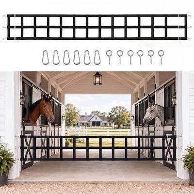 Zonon 12' x 20'' Polyester Stall Guards for Horses with Adjustable Straps and Hardware, Black Stall Gate with 6 Nails and 6 Hooks for Stables, Barns, Breeding Farms, Fences to Keep Horse Securely