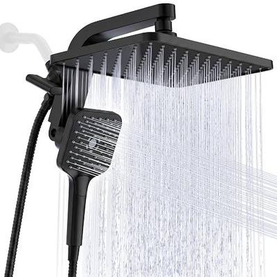 12" XXL Rainfall Shower Head with Handheld Combo Set, Matte Black | High Pressure, Magnetic Docking, Air-Infusion Tech, Anti-Leak One-Piece Design, Dual Square Showerhead