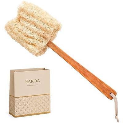 NAROA Natural Loofah with Handle | Back Scrubber for Shower | Exfoliating Bath Sponge on a Stick with Long Handle for Men and Women