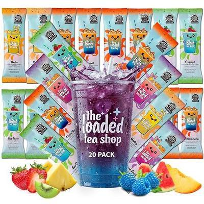 The Loaded Tea Shop Energy Drink Mix Sticks, Variety 20 Pack, Sugar-Free, Zero Calories, 200mg Natural Caffeine, No Artificial Colors/Flavors, Powder Packets w/B Vitamins - Energy Drink Alternative