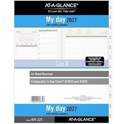 AT-A-GLANCE 2027 Planner Refill Daily, 8.5" x 11", Folio Size 5, Two Page Per Day Refill, 7-Ring Loose-Leaf (491-225-27)