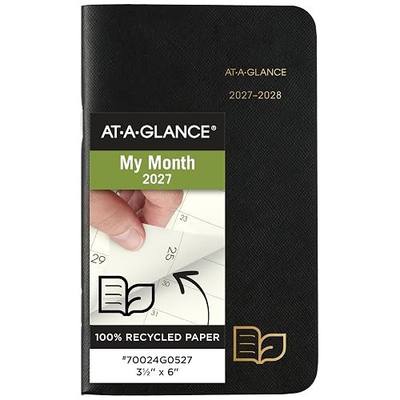 AT-A-GLANCE 2027-2028 Planner, 2-Year Monthly Planner, 3.5" x 6", Pocket Size, Unruled Daily Blocks, Recycled Black (70024G0527)