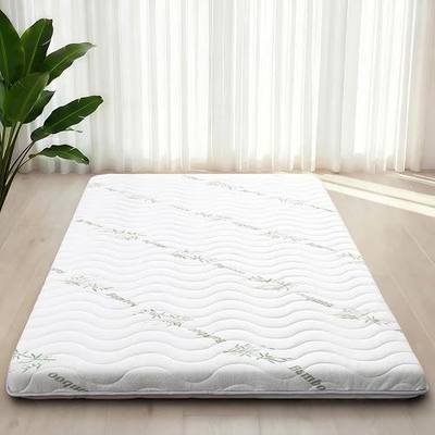 SCHNAUZER HOME Japanese Floor Mattress Viscose Derived from Bamboo, 100% High Density Foam, 3.5" Thicken Cooling Foldable Futon Mattress Tatami Mat, Roll Up Floor Bed for Guest Room Bedroom RV, Queen